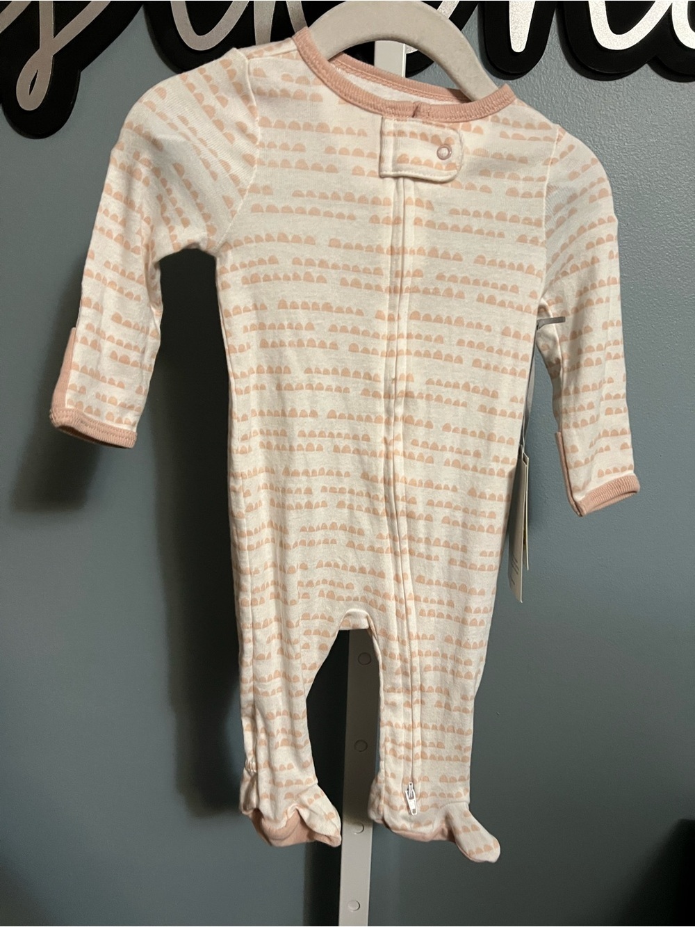 Cloud Island Baby Girls' Pink & White Printed One-Piece Footed Sleepsuit NWT 0-3